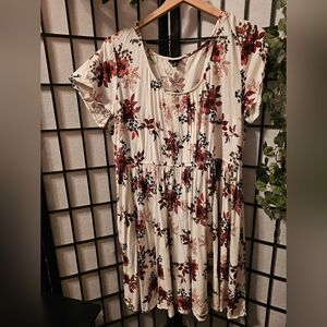 Torrid White Challis Pintuck Skater Floral Dress - Size 2X